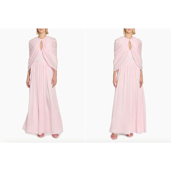 Giambattista Valli Keyhole Cape Chiffon Silk Gown IT44/US8 $5040 - Picture 1 of 11